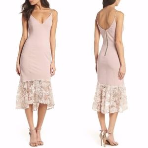 NEW Maria Bianca Nero BLUSH Milly LACE Hi-Lo HEM Flounce SHEATH Slip DRESS 0